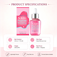 Sérum Éclaircissant OEM ODM NAD+ Peptide 30ml Marque Privée Raffermissant Anti-Âge Liquide pour le Visage Usage Domestique Acide Hyaluronique Éclat Quotidien