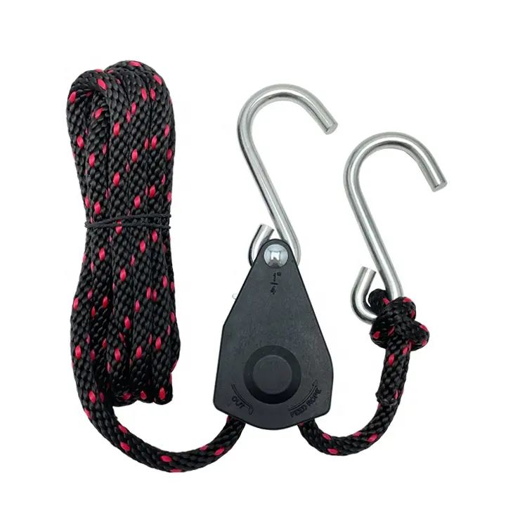 S Hook 1/4" Rope Lock Tie Down Rope Ratchets Heavy Duty for Boat, Rope Tie Down Pulley Ratchet