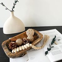 Bols à pâte en bois décoratifs longs bols décor plateau en bois sculpté à la main pour décor de pièce maîtresse de Table