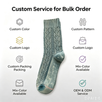 Chaussettes en coton pour hommes, style vintage, tricotées en câble, avec logo personnalisé OEM, motif jacquard côtelé rétro