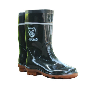 Junjing Coffee <b>Boot</b> Mid-Calf <b>Black</b> Rubber <b>Work</b> Safety Rain <b>Boots</b> Reflective Non-Slip Industrial Mining - Product Image 5