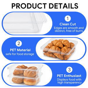 Clear PET Plastic <b>Dessert</b> Container with Lid 13oz Food Grade Stackable Pastry <b>Box</b> for Bread Cake Storage - Product Image 3
