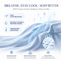 Draps de lit en bambou rafraîchissants 300TC, ultra doux, respirants et hypoallergéniques, vente en gros OEM