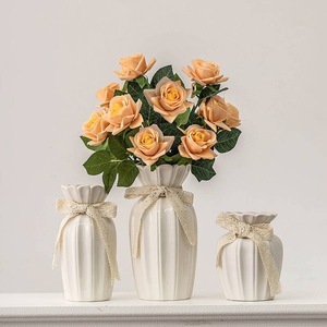 Juego de jarrones de cerámica modernos con lazo de encaje para decoración del hogar, mesa de sala de estar, arreglo floral, flores secas o frescas - Product Image 4