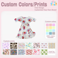 Robe d'été pour petites filles, motif floral, manches courtes chauve-souris, ceinture à nouer à la taille, ourlet à volants, robe de plage pour les vacances