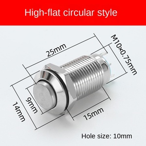 Interrupteur à bouton-poussoir LED autobloquant à réinitialisation, 10 mm, en acier inoxydable, IP65, 220 V, 1NO1NC - Product Image 5