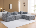 Super Tiefes L-förmiges Modulares Sofa-Set Komprimierter Plüsch-Cord Vakuumverpackt Modernes Design Langlebiger Schaumstoff Hotel