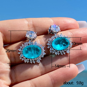 Pendientes de Zirconia Azul de Lujo para Mujer, Elegantes y Brillantes, Joyería de Moda, Accesorio para Fiesta Nupcial, Estilo Moderno - Product Image 5