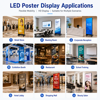 Poster LED Portatile da 86 Pollici, Lettore Pubblicitario Pieghevole con Controllo WiFi e USB per Centri Commerciali e Ristoranti