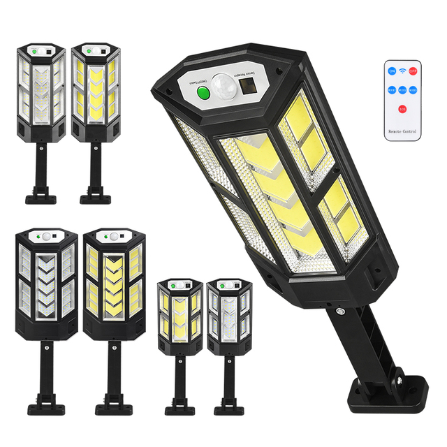 Remote Control Outdoor Waterproof LED COB Solar Wall Lamp for Street Commercial Parking Light Human Sensing Garden Yard Light