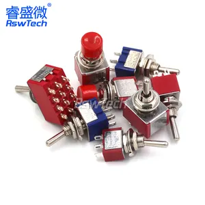 Toptan 6 Pin kapalı geçiş anahtarı kırmızı şapka mavi Guangdong 3 pozisyon Push Button anahtarları 9 12 Pin 2 pozisyon geçiş anahtarı