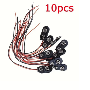 9 فولت ، موصل توصيل كبل سلكي أسود أحمر 2 مشبك 9 ، حامل بطارية موصل - Product Image 6