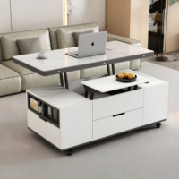 Table basse multifonctionnelle moderne en verre, réglable et pliable, combinée à une table à manger, ensemble de meubles TV double usage pour la maison, luxe