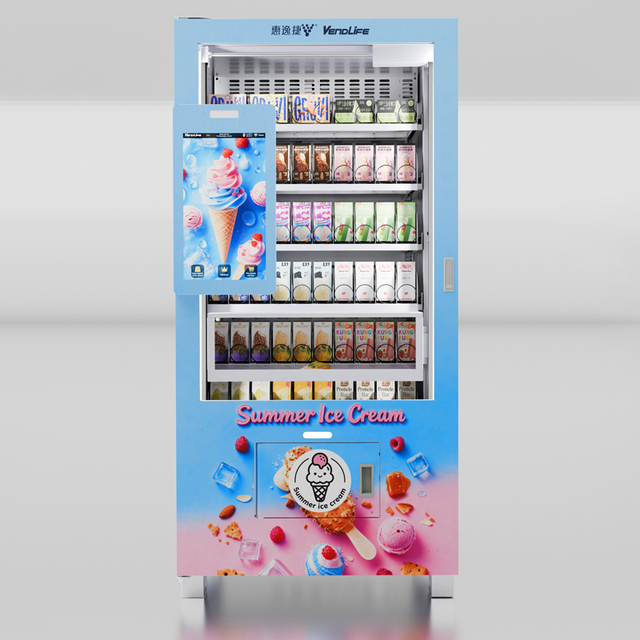 Smart Touch Screen Card Payment Vending Machine for Frozen Snacks Ice Cream Retail Office Use Refrigerated System SDK Function