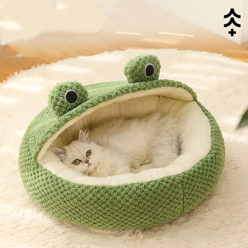Tempat tidur kucing hangat portabel, tempat tidur hewan peliharaan manis keranjang bantal kucing alas tenda sarang anak anjing gua rumah barang
