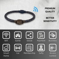 Bracelet en coquille de noix de coco NFC, bracelet intelligent en cuir chic, cadeaux de vacances, bracelet, 13,56 MHz RFID 213 215 216 OEM/ODM