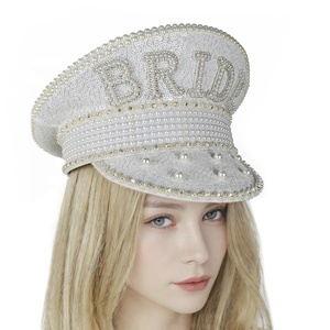 Manwu femmes paillettes mariée sergent mariée poule Festival anniversaire marin fête casquette pour Bachelorette événements en plein air - Product Image 1