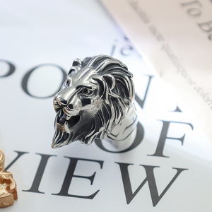 Lion Head <b>Ring</b> <b>Titanium</b> Steel Men's Retro Animal Zodiac Index Finger Jewelry Gift - Product Image 2