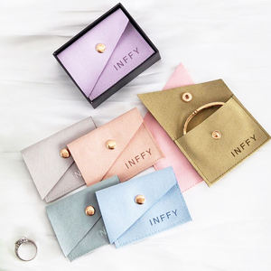 Pochette à bijoux en velours recyclable avec logo personnalisé, enveloppe à rabat, sacs d'emballage de luxe pour petits anneaux, sacs à cordon pour cadeaux, 30x40cm - Product Image 1