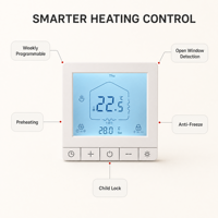 Termostato Digital Inteligente para Calefacción por Suelo Radiante, WiFi, Tuya, 230V, 16A, 3A, Programable Semanalmente