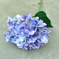 Bunga Hydrangea biru buatan, tangkai panjang lateks sentuhan asli hidrangea untuk Hotel taman dekorasi lengkungan pernikahan