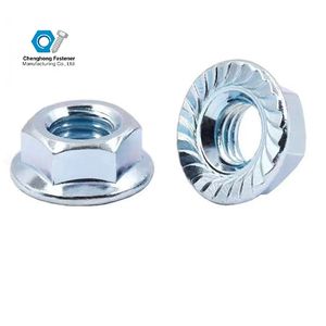 Atacado M5-M20 DIN6923 Hexagonal <span class=keywords><strong>Flange</strong></span> Porca Zincado Acabamento Grau 10 Azul-Branco com Dentes - Product Image 2