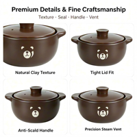 Marmite en céramique 4,8 L avec couvercle en céramique, résistante à la cuisson à sec, compatible lave-vaisselle, non compatible induction, grande capacité, ensemble d'ustensiles de cuisson