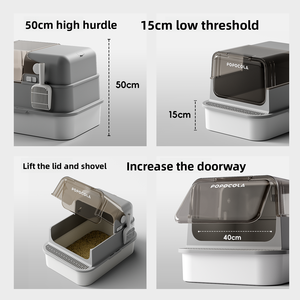 Caja de arena para gatos Extra grande de 70cm, inodoro <span class=keywords><strong>antisalpicaduras</strong></span> y a prueba de olores de acero inoxidable para gatos Maine Coon, antiadherente, fácil de limpiar - Product Image 4