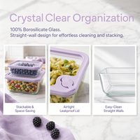 Boîte à lunch empilable en verre borosilicate de qualité alimentaire, sans BPA, avec couvercles hermétiques, résistante au four, pour le stockage des aliments