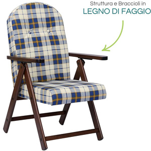 Fauteuil Campania avec dossier inclinable à 4 positions, structure en bois de hêtre avec accoudoirs, 60x67x106 cm, mobilier de jardin - Product Image 4