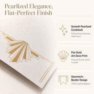 Suite d'invitations de mariage Art Déco en carton nacré avec impression dorée, monogramme personnalisé, <span class=keywords><strong>film</strong></span> offset imprimé sur vélin, RSVP et cartes de remerciement laminées - Product Image 2