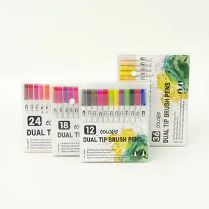 wholesale 12 24 36 color Double head Drawing painting Watercolor pen set highlighter art marker pen set