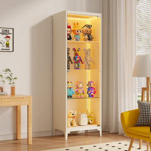 Vitrina de 4 Niveles con Puerta de Vidrio e Iluminación para Sala de Estar - Product Image 4