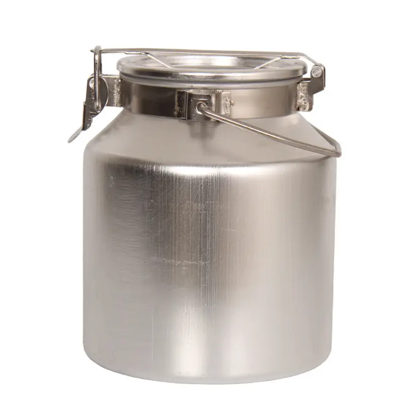 5L de aleación de aluminio de la pequeña leche cubo con mango de metal pequeño barriles de aleación de aluminio sellado cubo se puede poner en el refrigerador
