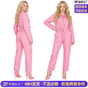 Combinaison rose ajustée pour femme, taille haute, non extensible, costume d'Halloween, tenue de cosplay - Product Image 3