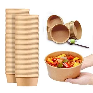 Большие бумажные миски объемом 30 унций, одноразовые миски для супа, пластиковые вечерние принадлежности оптом для горячей/холодной еды, супа