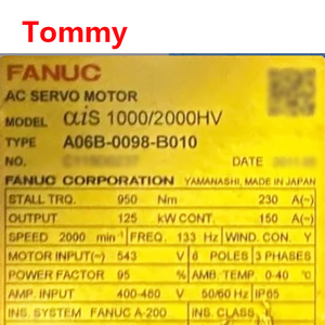 มอเตอร์เซอร์โว AC FANUC A06B-0098-B010 AiS 1000/2000 HV - Product Image 1