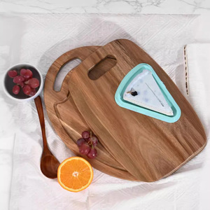 Tabla de cortar rectangular de madera maciza con asa para bloques de corte de cocina - Product Image 1