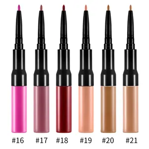 Private Label Gratis Monster Lippenstift Cosmetica Sterk Gepigmenteerde Waterdichte 2 In 1 Dubbele Nude Matte Lippenstift