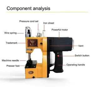 2100W Portable Tissé Serpent Peau Sac À Coudre Petite Machine D'étanchéité D'emballage Manuel Machine Électrique Sac D'étanchéité