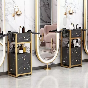 Équipement de salon de coiffure commercial moderne, mobilier, couleur personnalisée, rangement robuste, chariot en métal à 3 niveaux, rose doré - Product Image 2