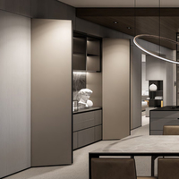Buffet de salle à manger moderne sur mesure avec panneaux dissimulés et décoration murale en marbre pour toute la maison