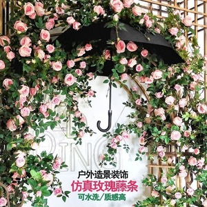 Artificial Rose Vines Bouquet <b>Wall</b> Hanging Decoration Plastic Creamy Style General <b>Decor</b> - Product Image 4