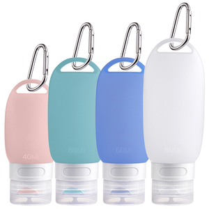 Flacone Personalizzato in Silicone Anti-perdita per Disinfettante Mani, Contenitore Vuoto da Viaggio con Moschettone Portachiavi - Product Image 1