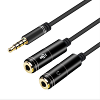 Câble répartiteur audio 3,5 mm avec gaine PVC pour PC, ordinateur portable, lecteur DVD – Adaptateur micro casque gaming 1 mâle 2 femelles