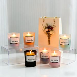 Bougie parfumée Ascendia en cire de soja dans un bocal en verre, aromathérapie, décoration minimaliste pour la maison, ensemble de bougies parfumées florales - Product Image 1