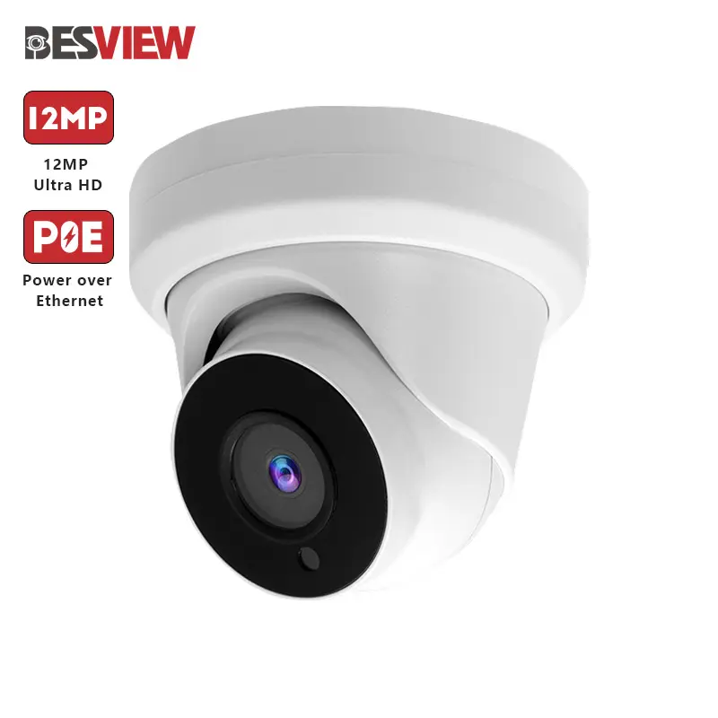 슈퍼 울트라 HD 12MP POE IP 터렛 카메라 야간 투시경 야외 플러그 앤 플레이 Hik DH NVR 보안 네트워크 CCTV 돔 카메라