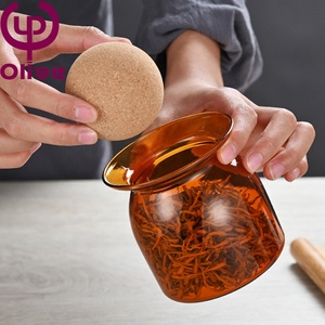 Kaleng penyimpanan makanan kaca dapur kaca borosilikat tinggi kaca Amber warna abu-abu kopi teh Grain disegel stoples penyimpanan Wth Ball <span class=keywords><strong>Cork</strong></span> - Product Image 6
