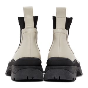 <span class=keywords><strong>Bottes</strong></span> Chelsea en <span class=keywords><strong>cuir</strong></span> crème pour femmes, semelle épaisse à crampons, revers tricoté, chaussures confortables pour l'automne et l'hiver, usage quotidien, bureau, extérieur, vente en gros OEM ODM - Product Image 3