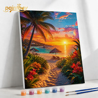 Kit de peinture par numéros sur toile avec cadre - Décoration intérieure - Cadeau - Paysage moderne